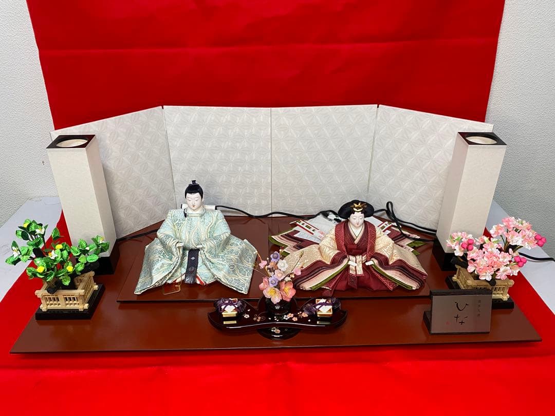 清水久遊　雛人形　親王平飾りセット・間口約８０×奥行約４０×高さ約２８㎝