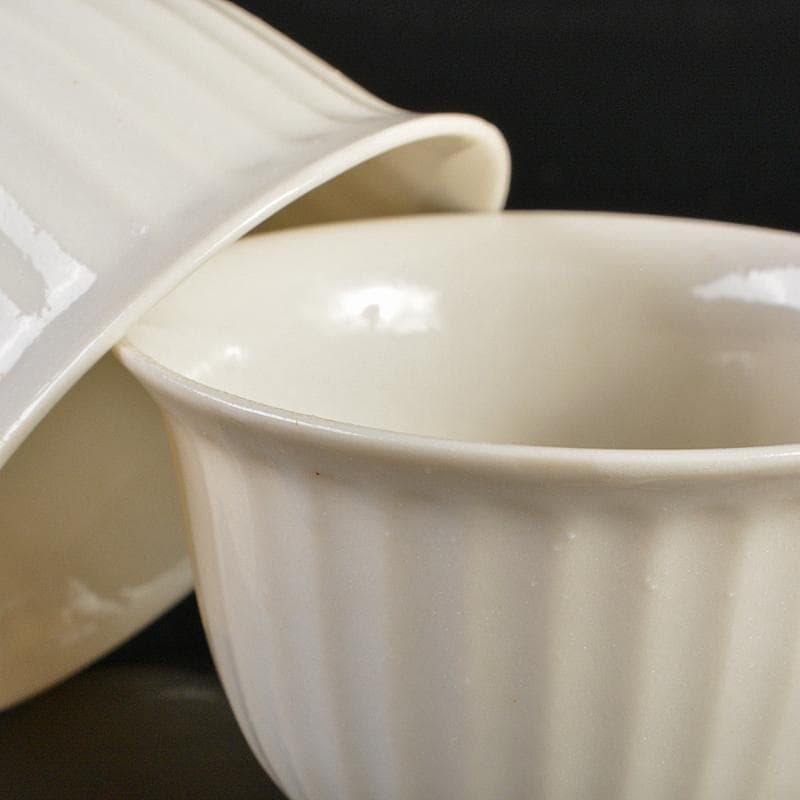 煎茶道具　徳化窯　白磁　線文　煎茶碗　五客　時代箱付　M　R8513