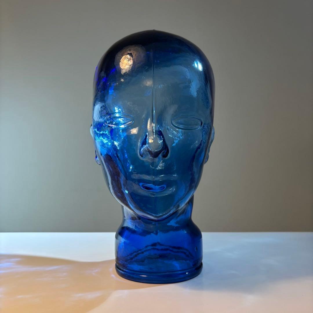 ガラス製の青い頭部のマネキン ポストモダン スペースエイジ ミッドセンチュリー