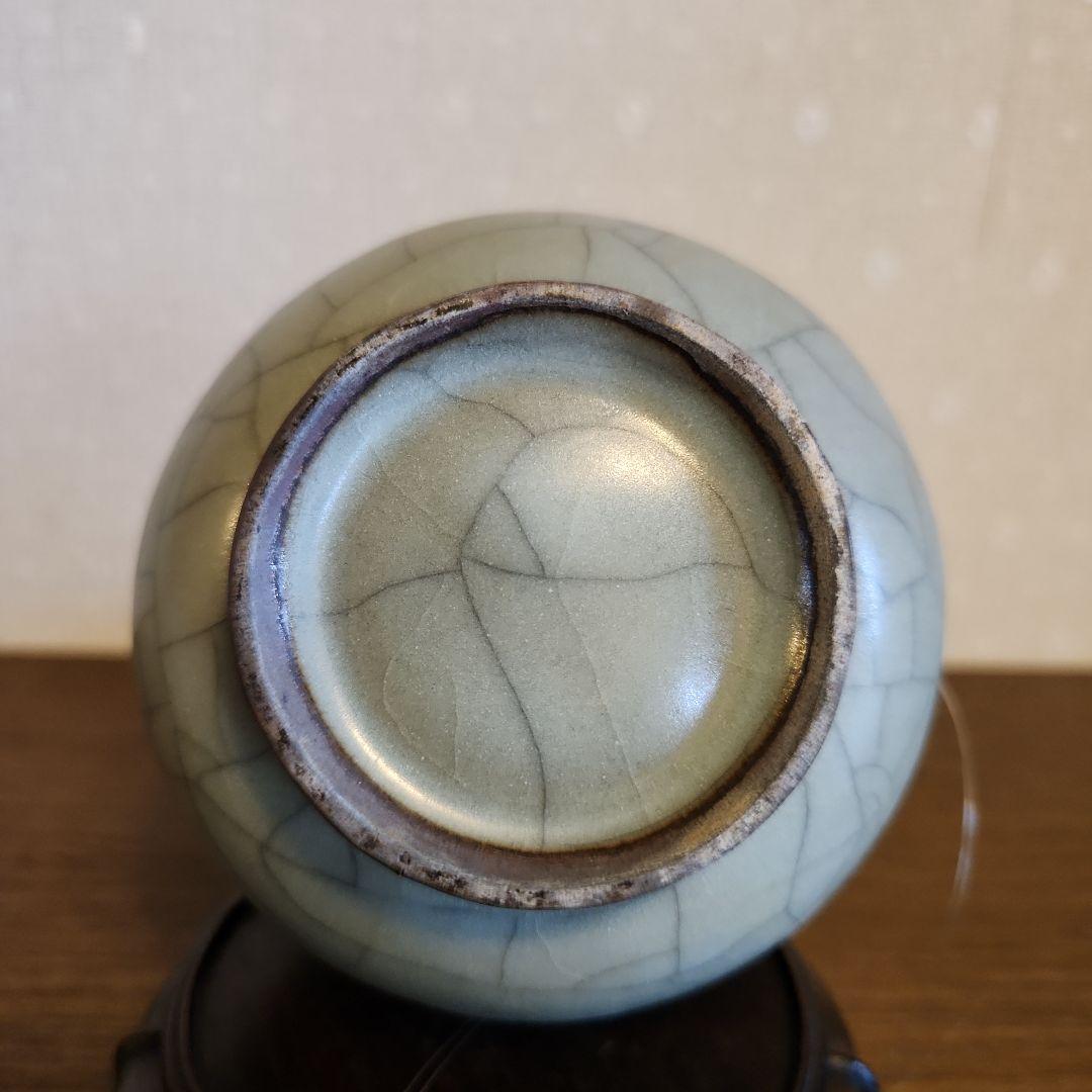 龍泉窯　青磁花瓶　明朝時代　貫入　花入　華道具　骨董品　共箱