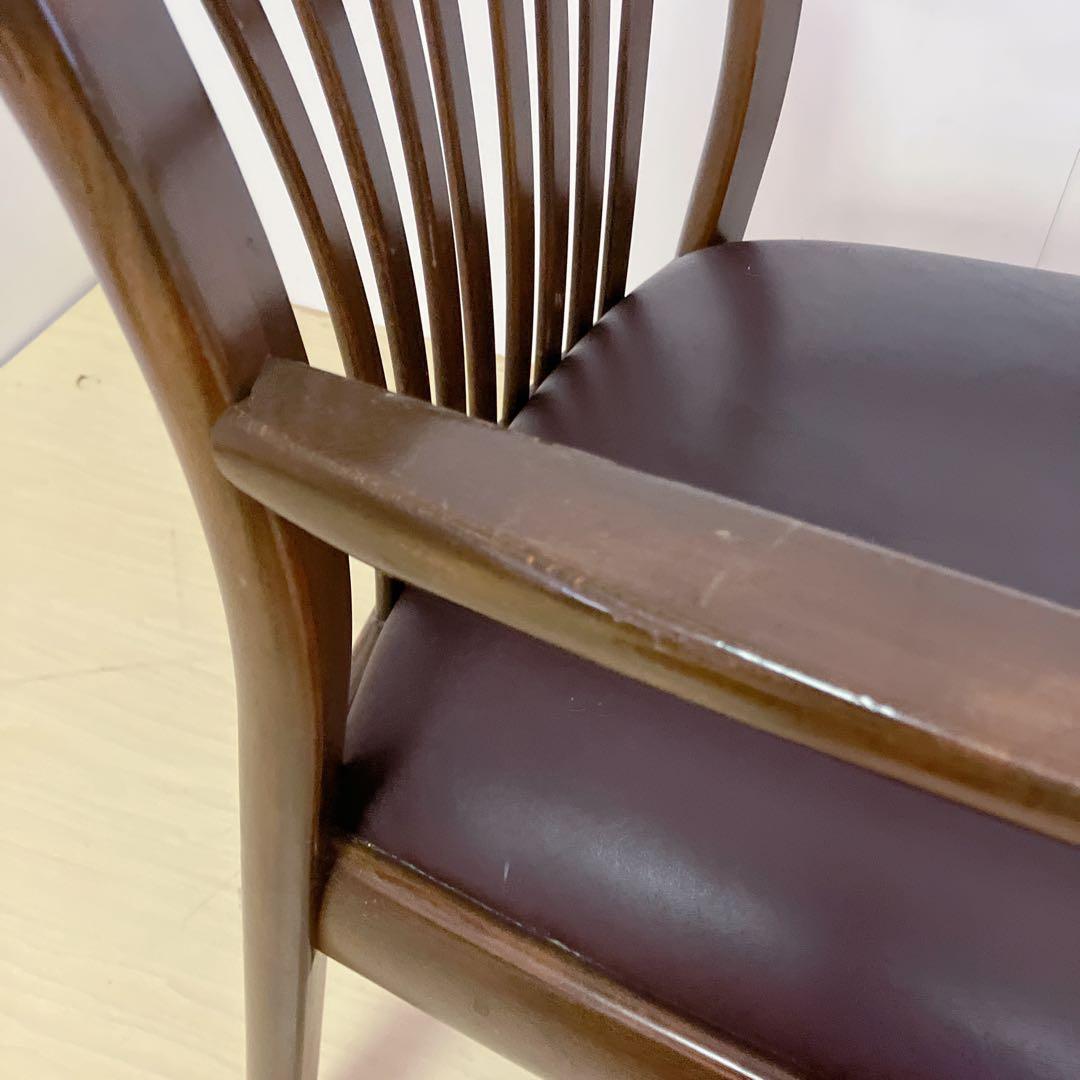 karimoku カリモク家具　アームチェア　座面レザー　ダイニングチェア　②