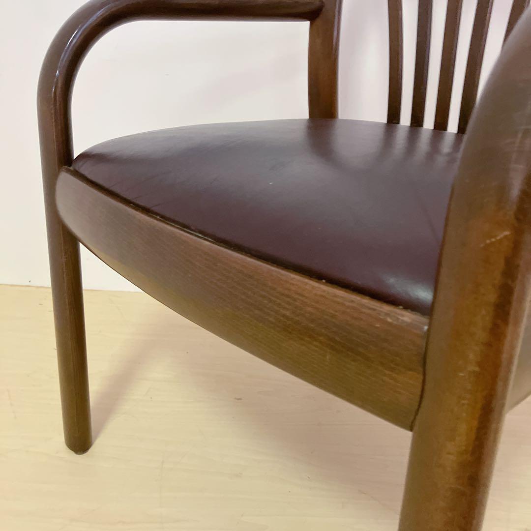 karimoku カリモク家具　アームチェア　座面レザー　ダイニングチェア　②