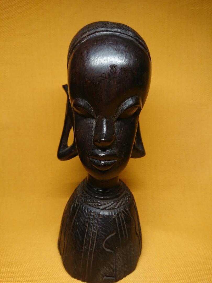 人形　木彫　黒檀　彫像　オブジェ　置物　インテリア　工芸品　美術品　A1299