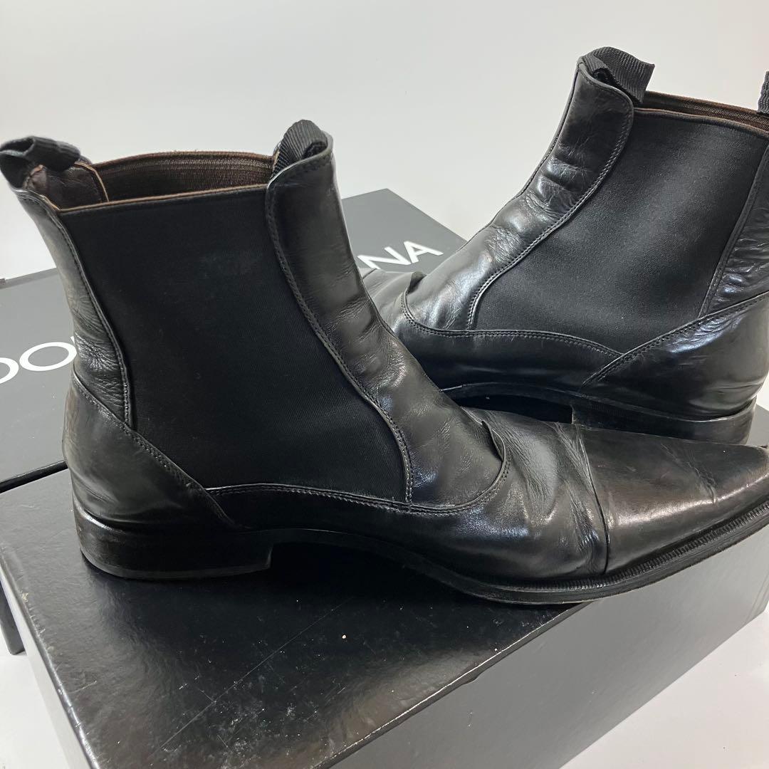 A2G04■DOLCE&GABBANA レザーサイドゴアブーツ 7 D&G