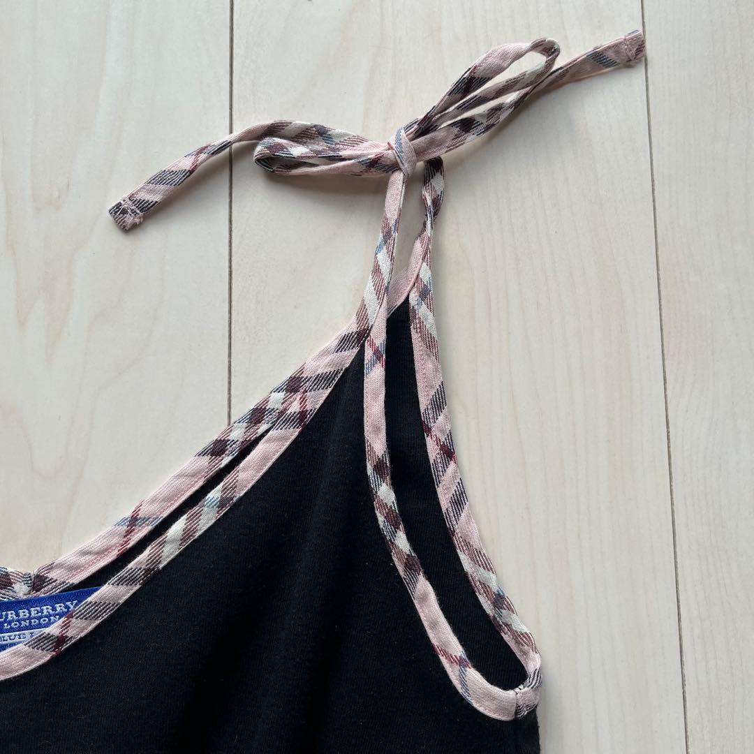 Y2K バーバリーブルーレーベル キャミソール リボン チェック 36