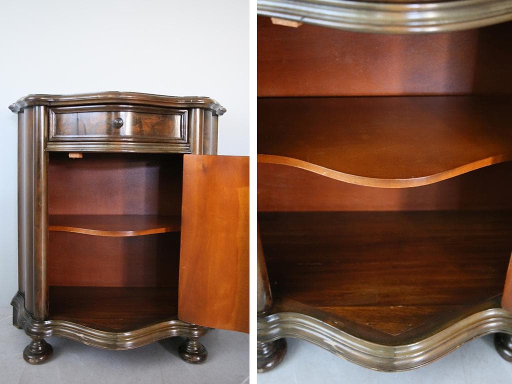 フランスアンティーク木製ホールテーブル机/サイドテーブル/飾り棚(90-90)