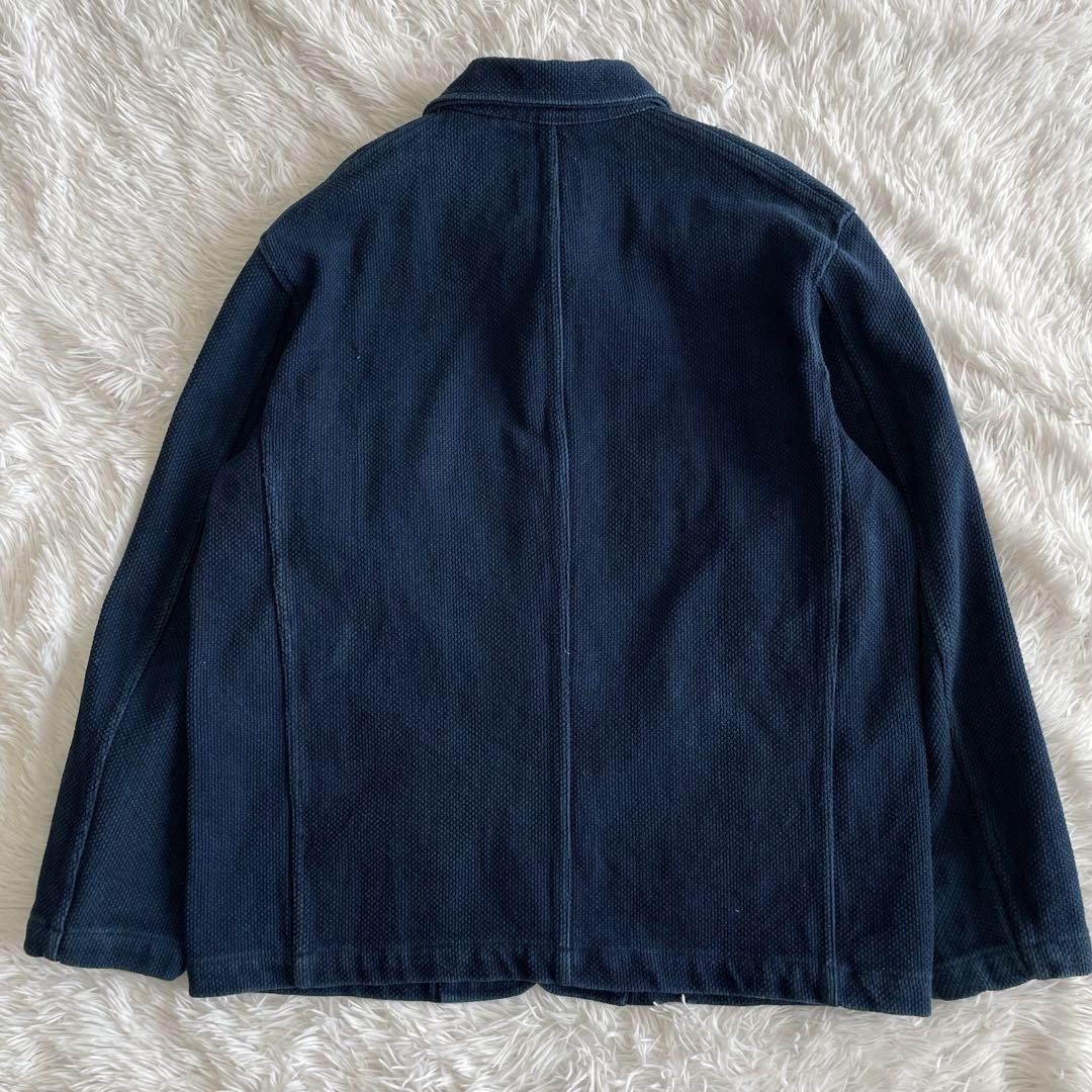 入手困難!!! 高級藍染 刺子 ジャケット ブルゾン ネイビー L コットン