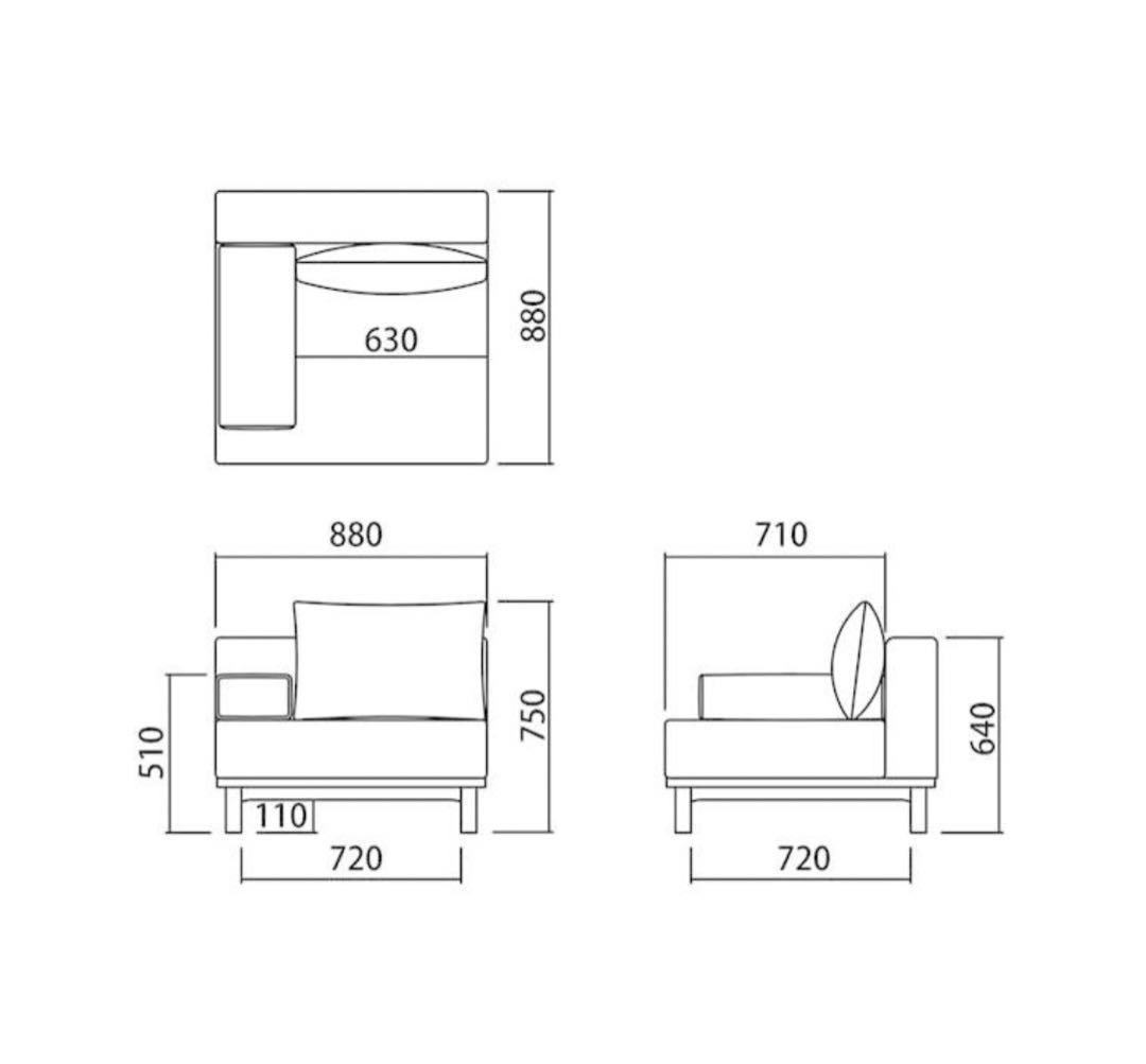 SIEVE rect unit sofa 1人掛けソファ