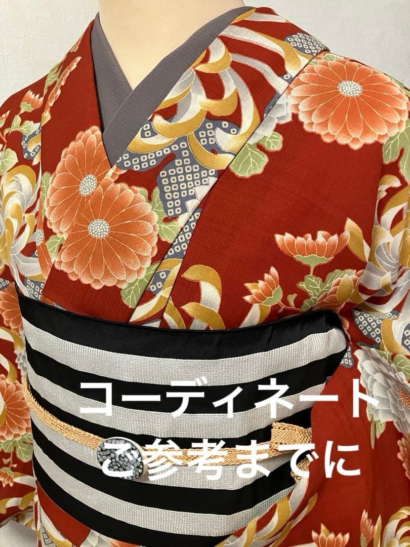 撫松庵　ポリエステル　レトロモダン　夏着物 洗える浴衣　菊　単品