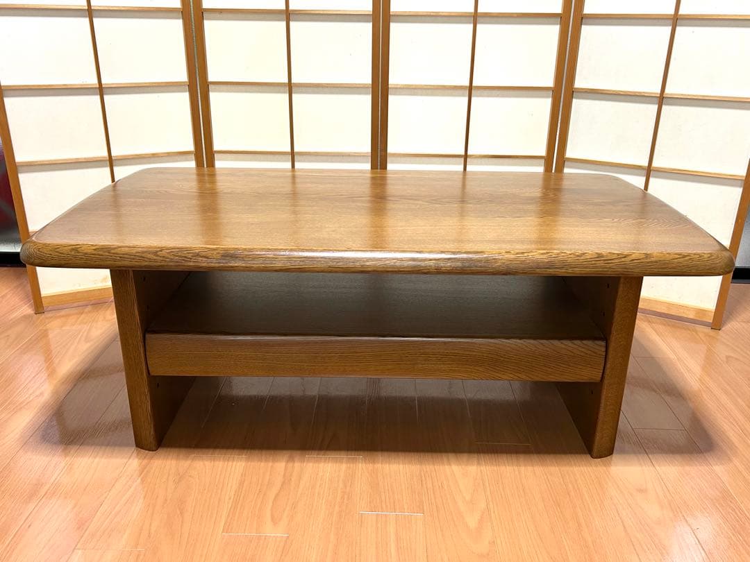 浜本工芸　ナラ無垢材　センターテーブル　ダークオーク