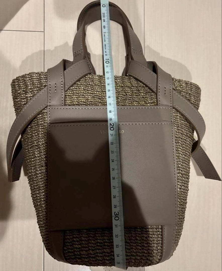 ヴィオラドーロ　レザーポケットかごバッグ　アバカ