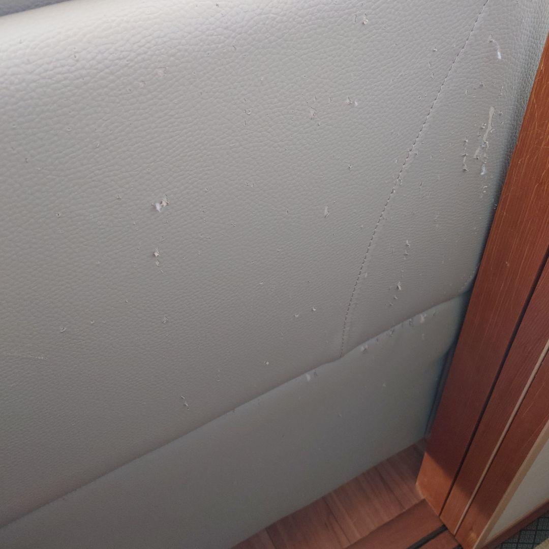 ライトグレー　座面本革　 3人掛け　ソファ