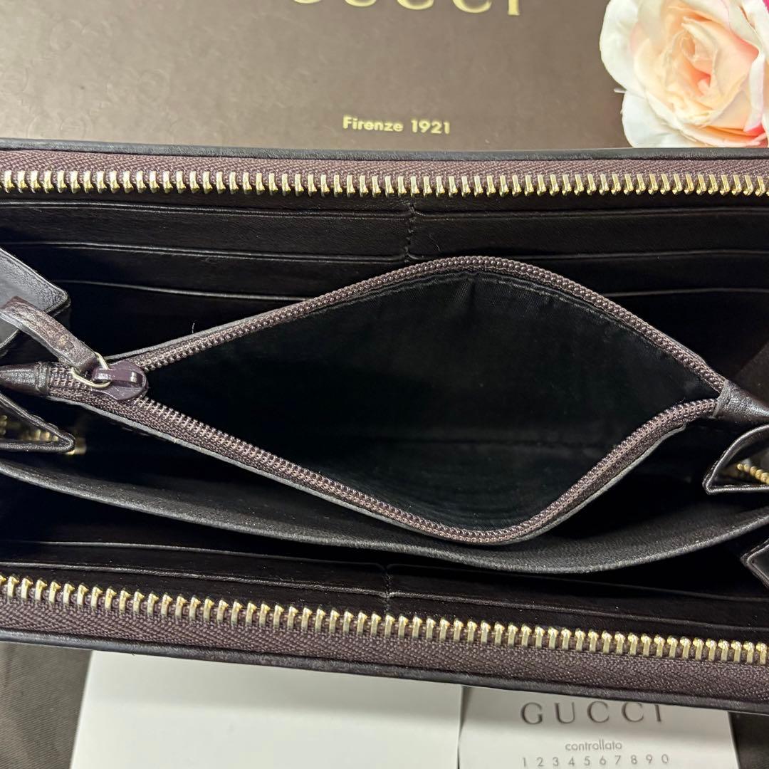 新品同様‼️ グッチ　GUCCI 財布　長財布　シマレザー　ラウンドファスナー