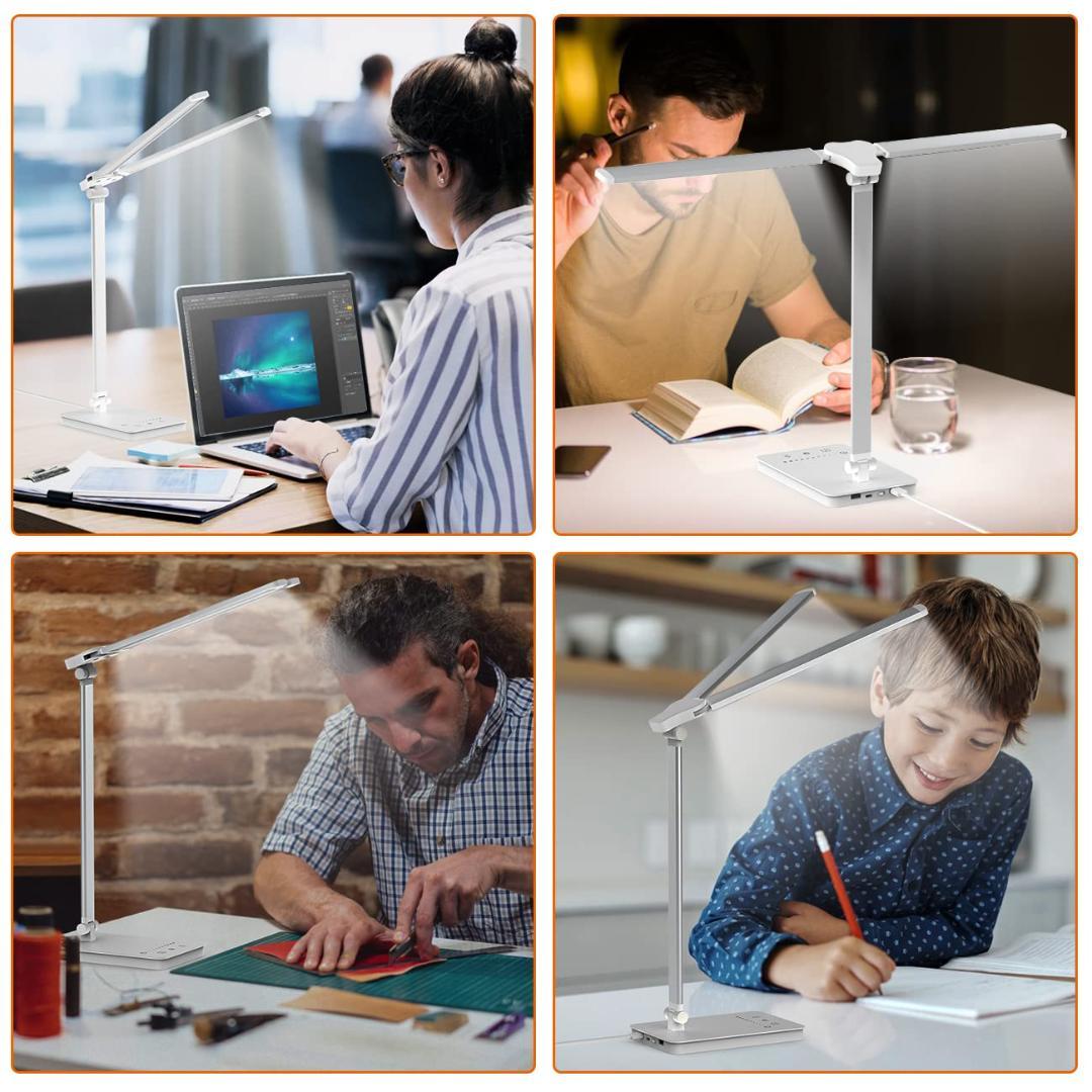 スタンド ダブル光源 卓上 LED デスクライト 電気スタンド