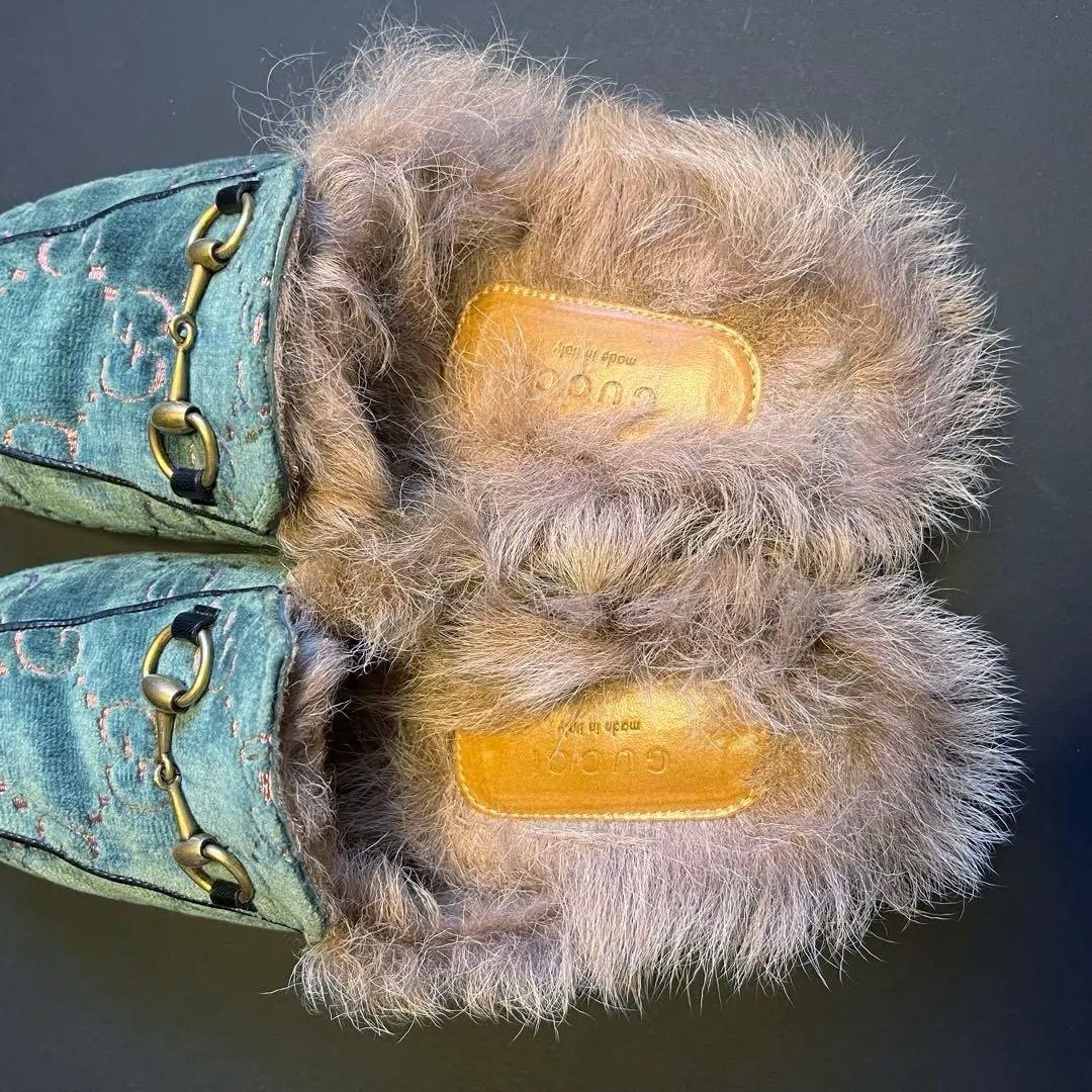 GUCCI ホースビット/ファー付きスリッポン