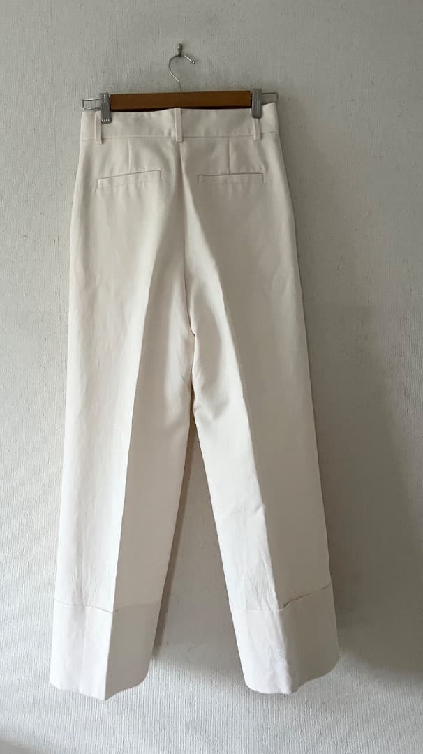 【５万定価】ユナイテッドアローズ ワイドリネンパンツ　厚手　日本製　白　Lサイズ