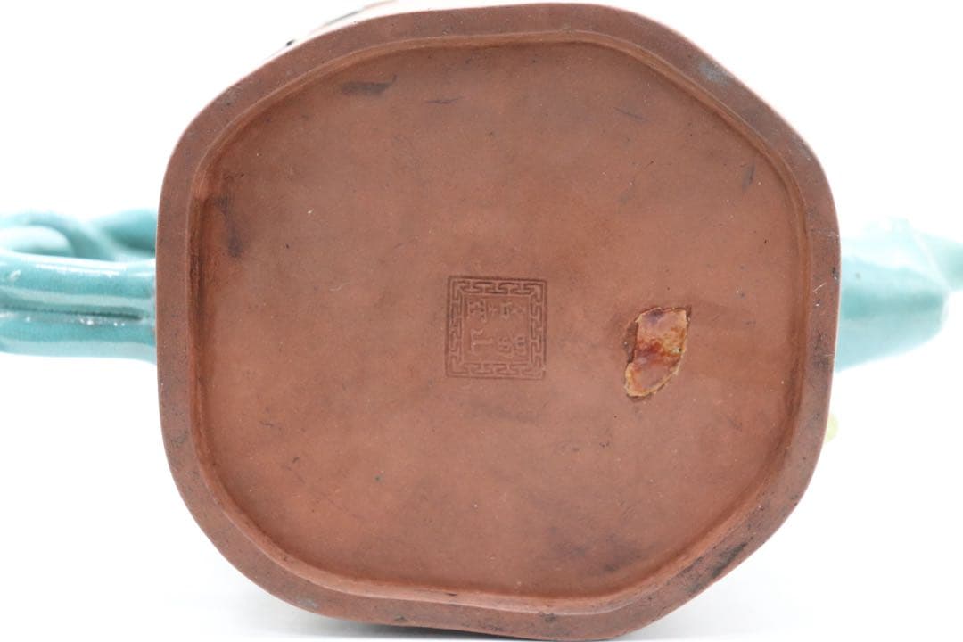 中国　清時代　蜀山名壺　紫砂加彩急須　松竹梅　　送料込み250626