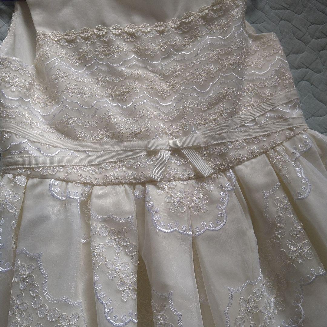 専用　美品　トッカバンビーニ　ドレス　 刺繍　アイボリー　120　クロスリボン