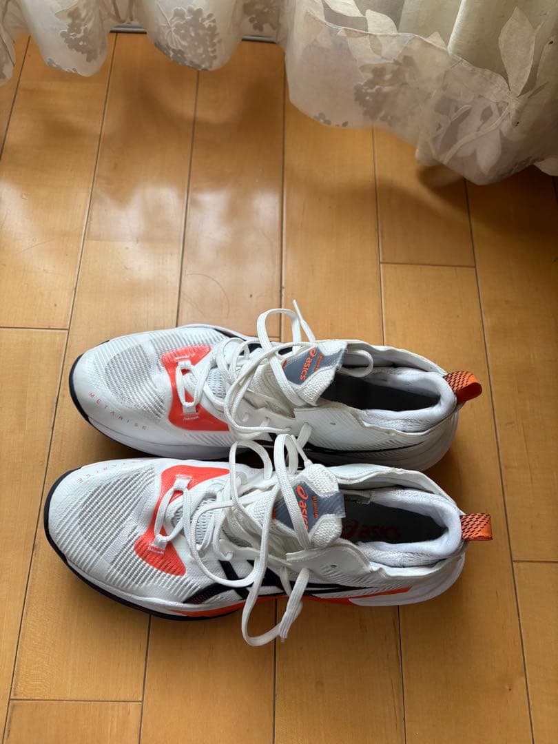 asics メタライズ2 バレーボールシューズ ホワイト/オレンジ