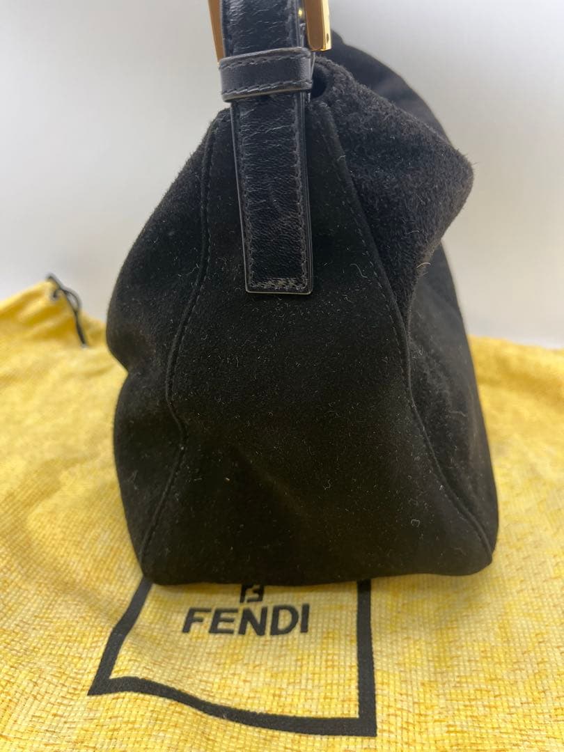 FENDI フェンディ 黒 マンマバケット スウェード ハンドバッグ