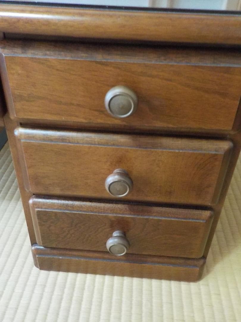 木製文机 4引き出し ブラウン