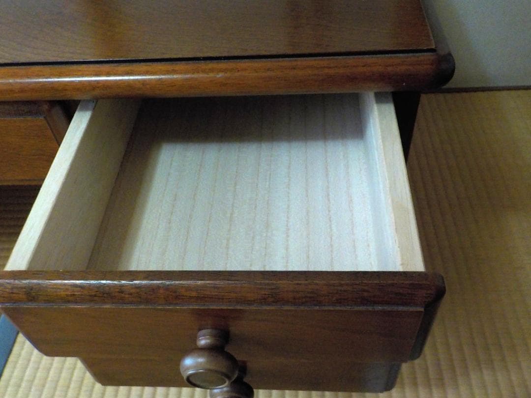 木製文机 4引き出し ブラウン