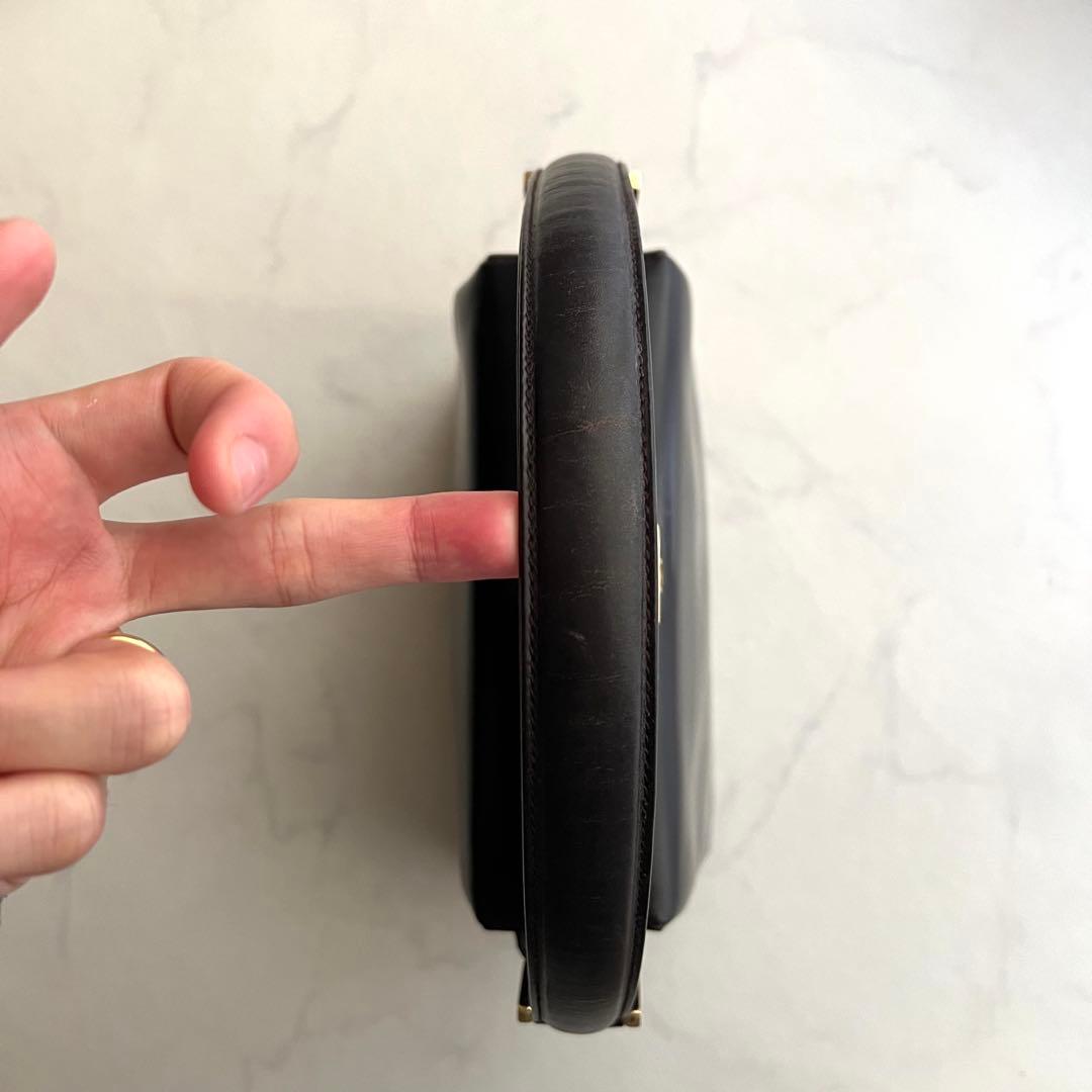 正規品 グッチ ショルダーバッグ ダークブラウン レザー 金具 ワンショルダー