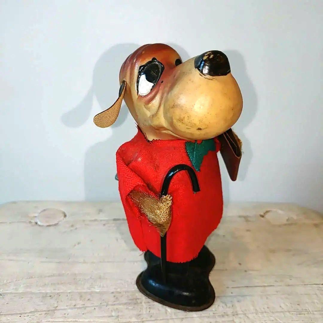 ヴィンテージ ブリキゼンマイ玩具 昭和レトロブリキ玩具赤い服の犬