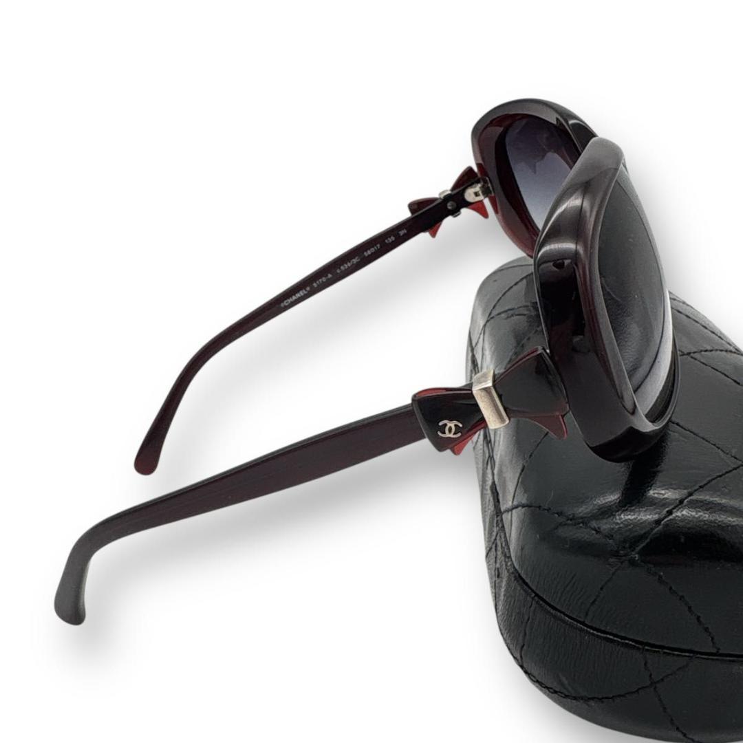 【美品】CHANEL サングラス　リボン ボルドー ケース 箱無し値下げ品