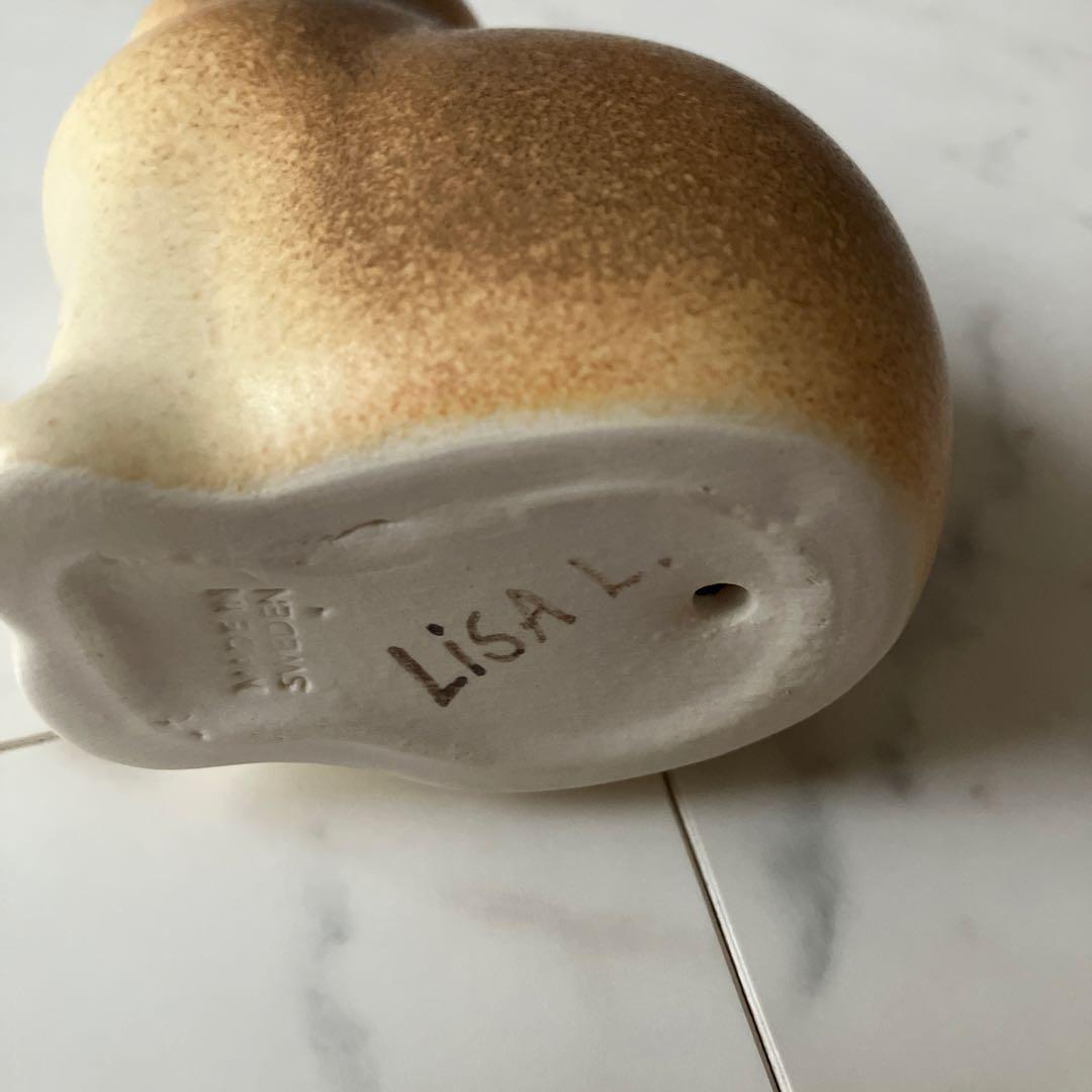 Lisa L. リサ・ラーソン　マンズ　ミニ　ホワイト.ブラウン　猫