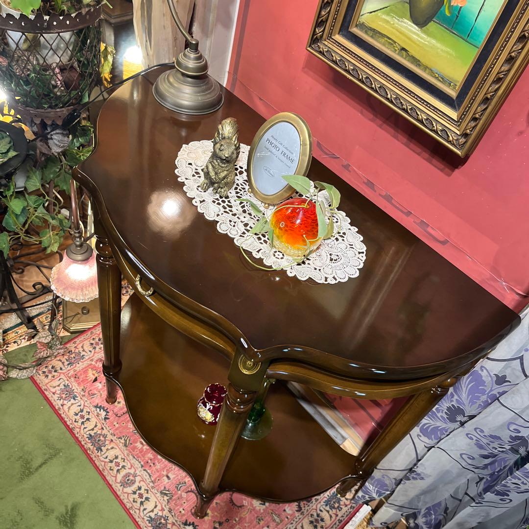 アンティークPT ハーフラウンドアクセントコンソールキャビネット