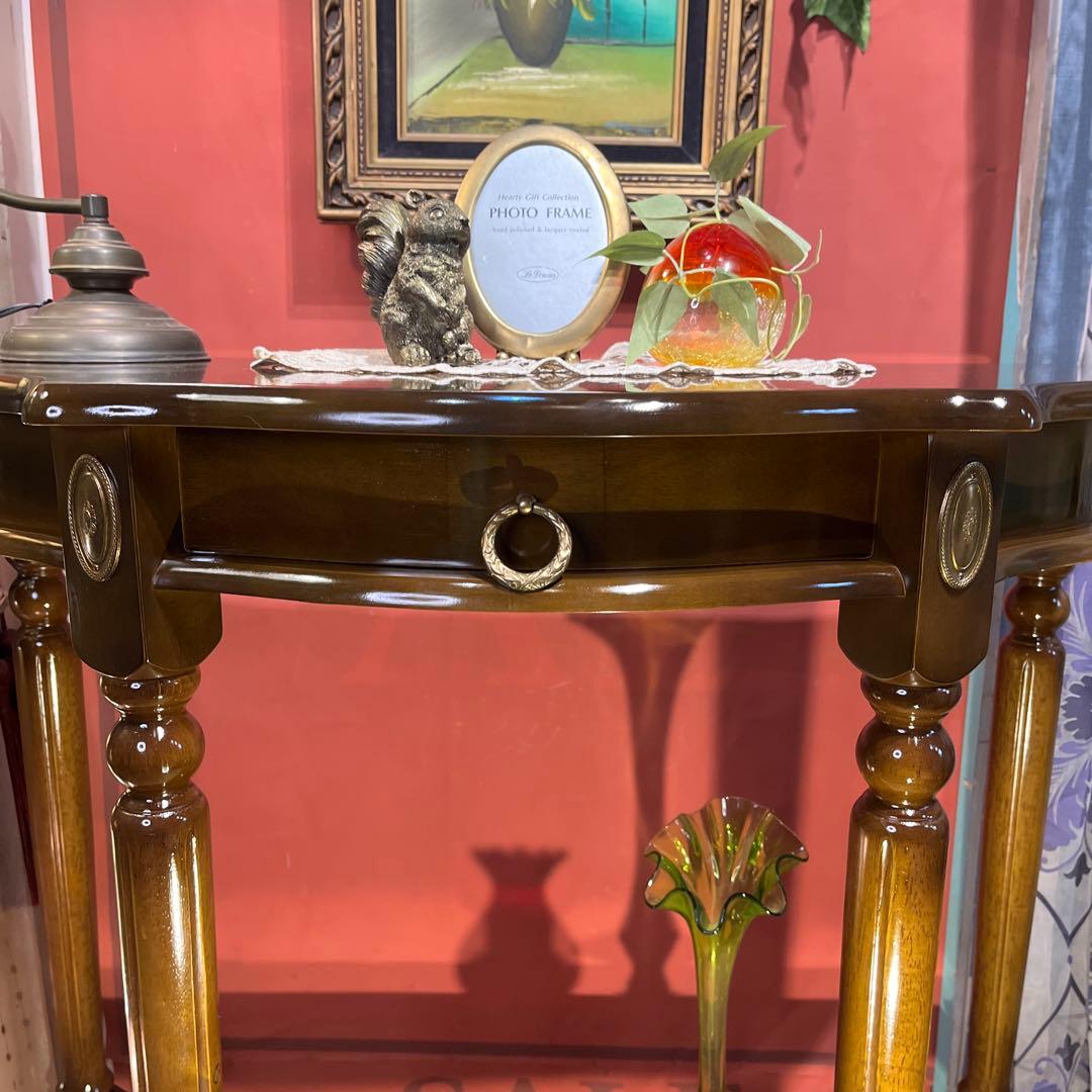 アンティークPT ハーフラウンドアクセントコンソールキャビネット