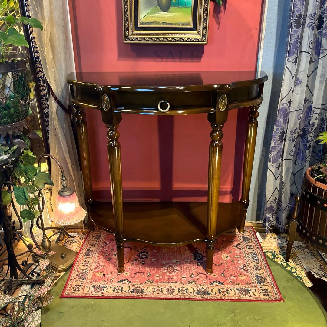 アンティークPT ハーフラウンドアクセントコンソールキャビネット