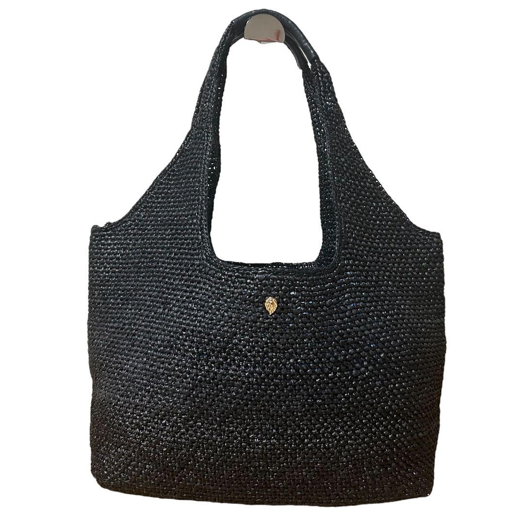 美品　ヘレンカミンスキー　かごバッグ　ラフィア　A4可　ブラック　レディース　夏