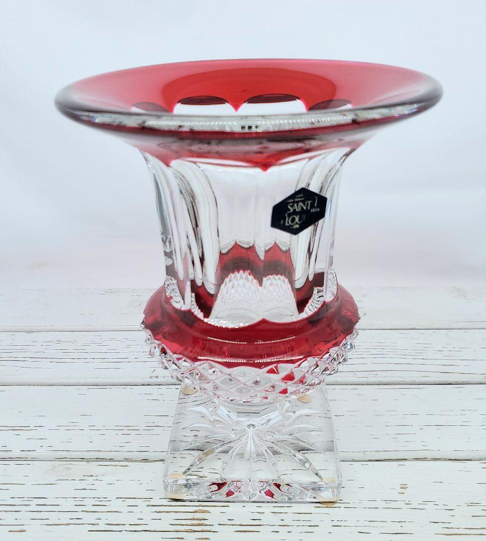 SAINT LOUIS サンルイ ヴェルサイユ　高20.5cm 赤被せ 花瓶