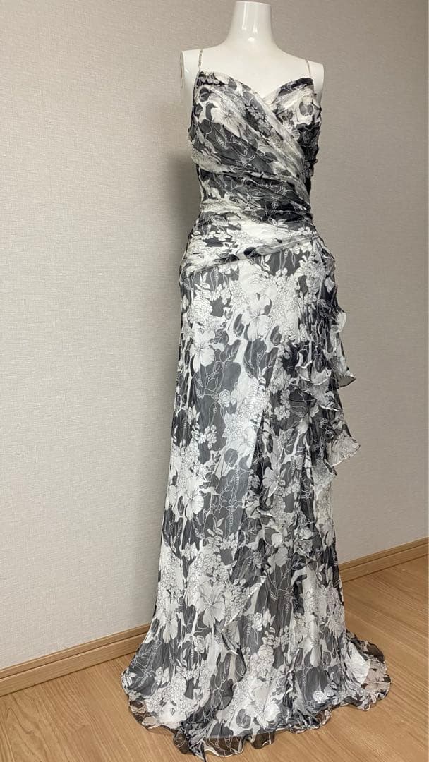 最高級 シルク 100% ジュネビビアン ロングドレス 花柄 マーメイド 演奏会