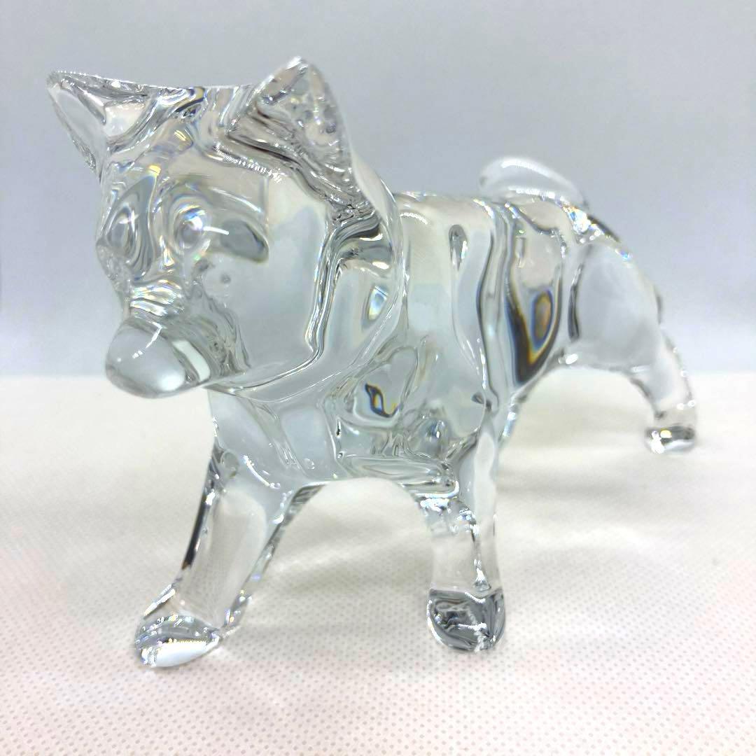 Baccarat バカラ　犬の置物 秋田犬　クリスタルガラス