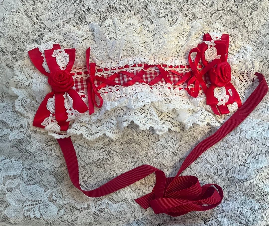 【BABY】ギンガムチェック巻バラドールワンピース　ヘッドドレス