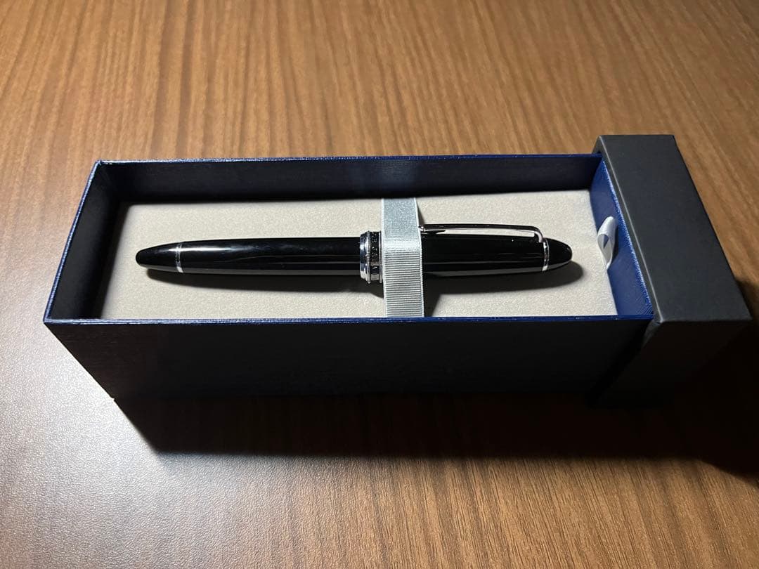 【極美品】セーラー万年筆長刀研ぎシルバートリム 中細 コンバーター 保証書箱付き