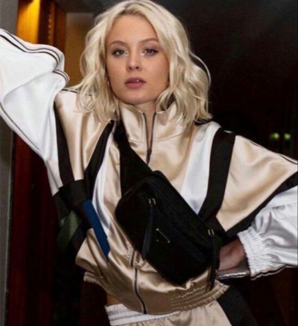 KOCHE 微光沢アセテート 配色切替スウィングトップ ZIPスポーツジャケット