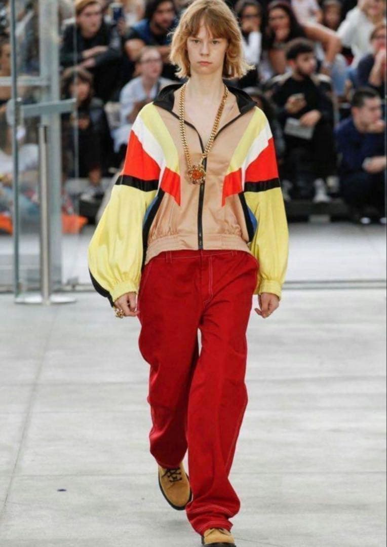 KOCHE 微光沢アセテート 配色切替スウィングトップ ZIPスポーツジャケット