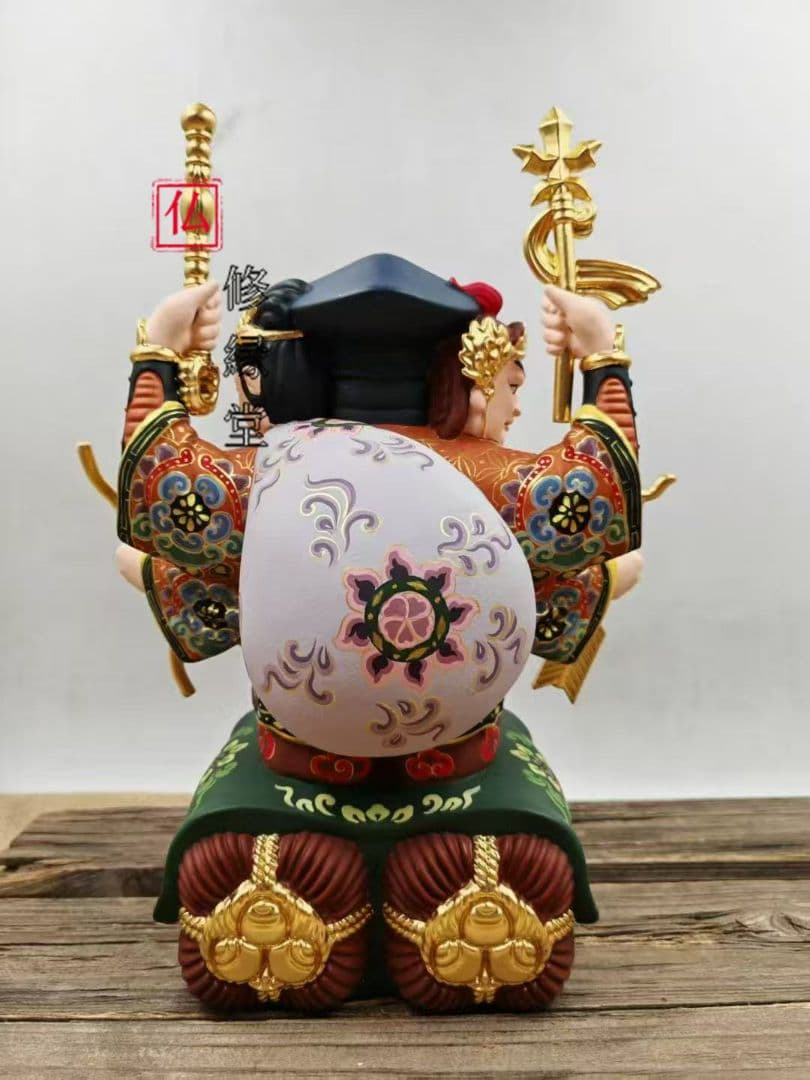 【修縁堂】30CM大きいサイズ 三面 塗り絵です 大黒天 古美術品