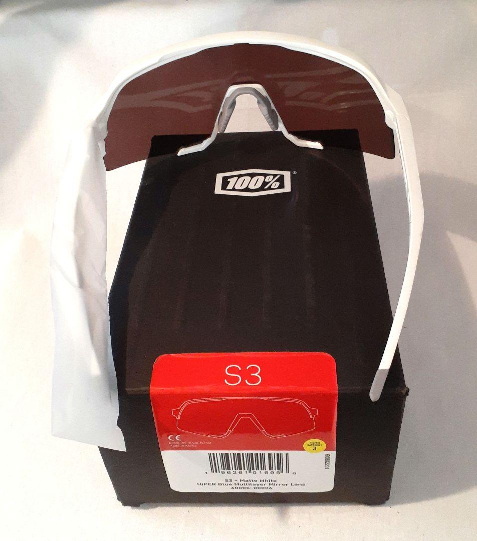 100% S3 ホワイト ブルー ワンハンドレッド サングラス