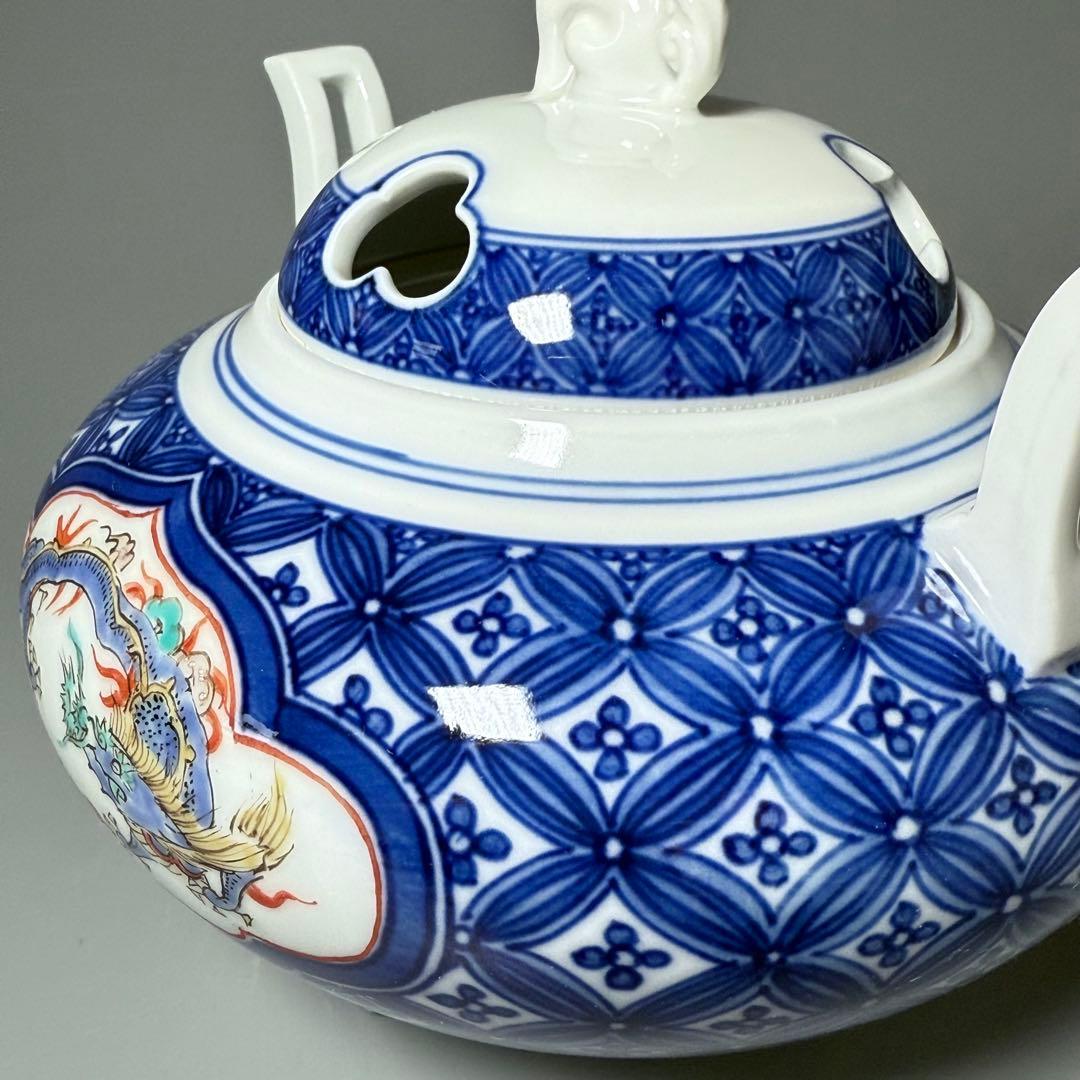 人間国宝　十三代　酒井田柿右衛門　染錦龍地文　七宝文　香炉　共箱　高級ライン