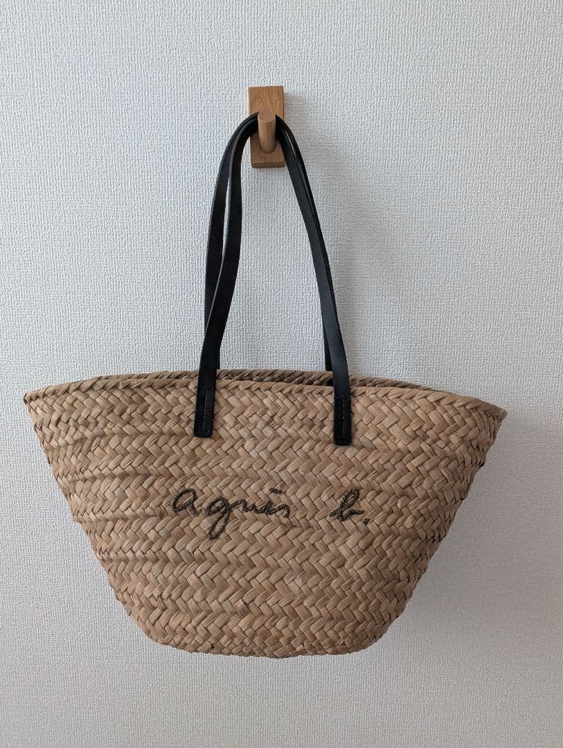 【前髪重め】agnis b. ストローかごバッグ 黒