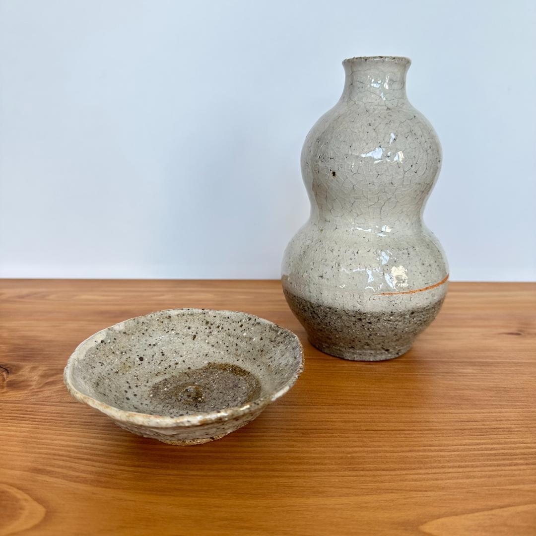 トロピカル　沖縄 大嶺工房　大嶺實清作　蝋抜き徳利お猪口セット