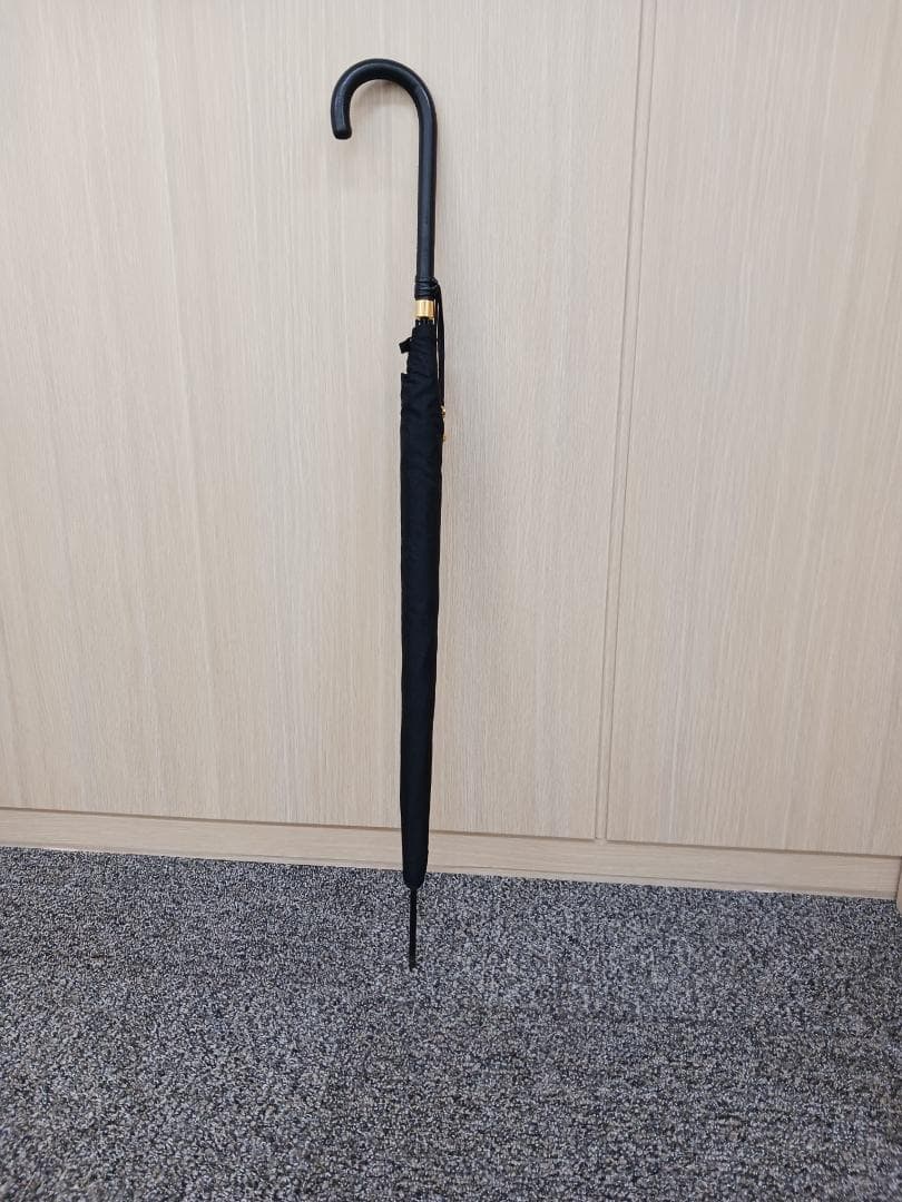 〔値下げ‼〕銀座和光　WAKO長傘　婦人用　持ち手皮　金の飾り付き 未使用　黒