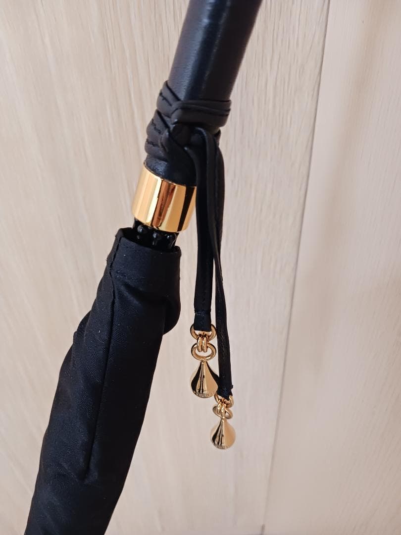 〔値下げ‼〕銀座和光　WAKO長傘　婦人用　持ち手皮　金の飾り付き 未使用　黒