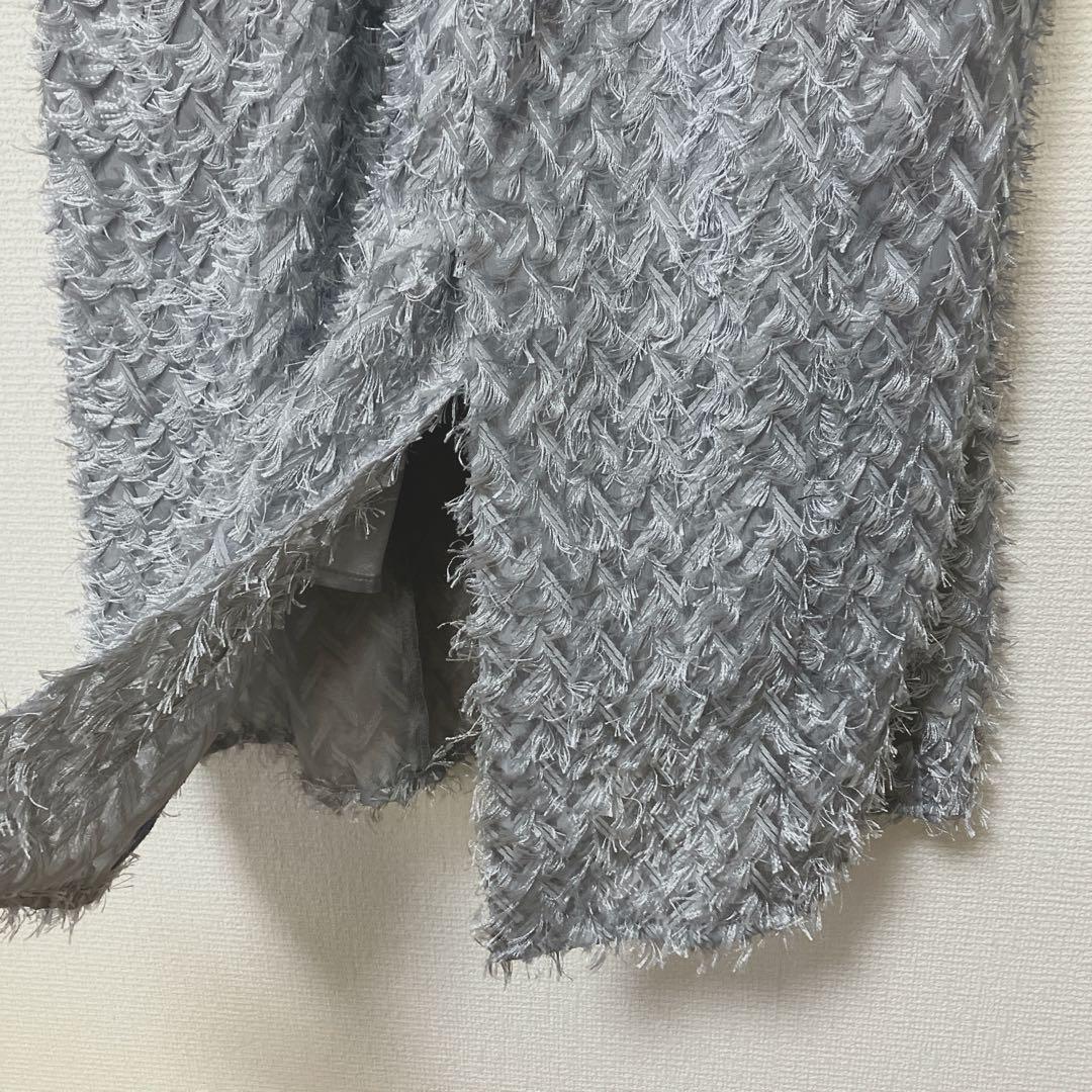 新品　美品　人気　ドリードール　デザインスリーブシャギードレス L グレー