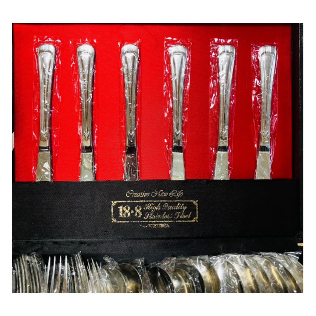 【未使用品】AZUMA 18-8 ステンレスカトラリーセット 50本